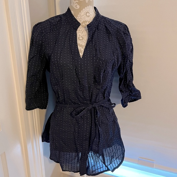 Guess button down shirt belt size large blue - Picture 2 of 5